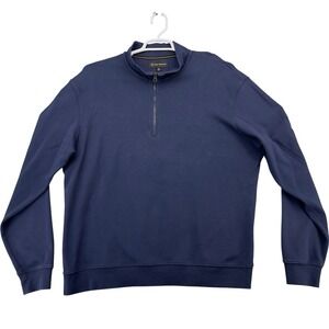 Allen Edmonds Men's XL 1/4 Zip Pullover Sweatshirt Blue 100% Pima Cotton L/S